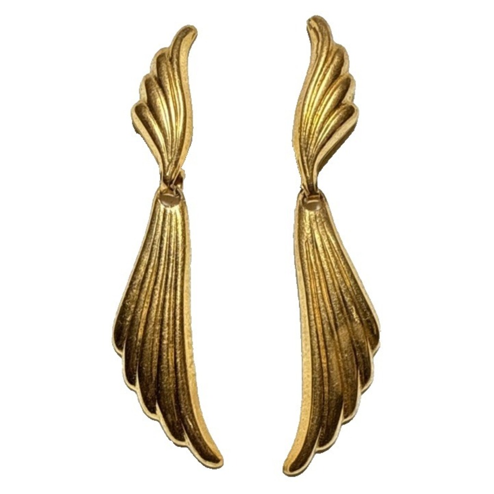 Simply Whispers Gold Tone Wing Shaped Dangling Earrings J19-11